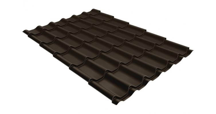 Металлочерепица классик G L 0.5 покрытие Rooftop Бархат RR 32 темно коричневый