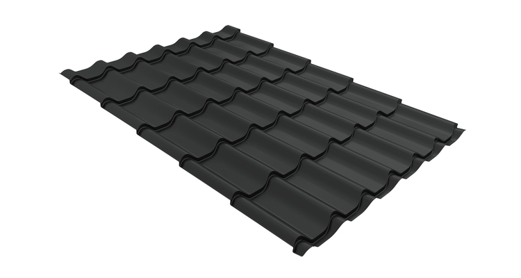 Металлочерепица classic GL 0.5 покрытие Rooftop Бархат RAL 7016 антрацитово серый