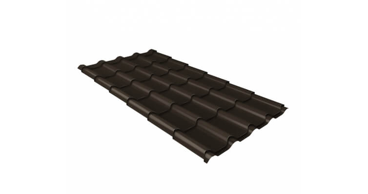 Металлочерепица камея 0.5 Rooftop Бархат RR 32 темно коричневый