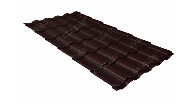 Металлочерепица kredo GL 0,5 Rooftop покрытие Бархат RAL 8017 шоколад