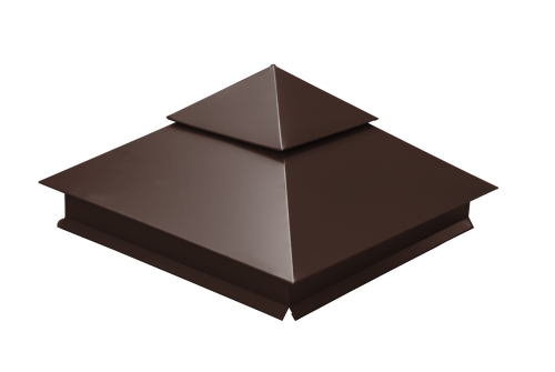 Колпак на столб двойной 390х390мм 0,45 Drap с пленкой RAL 8017 шоколад